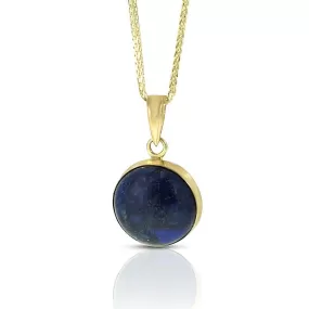 14K Gold Round Blue Lapis 12mm Necklace