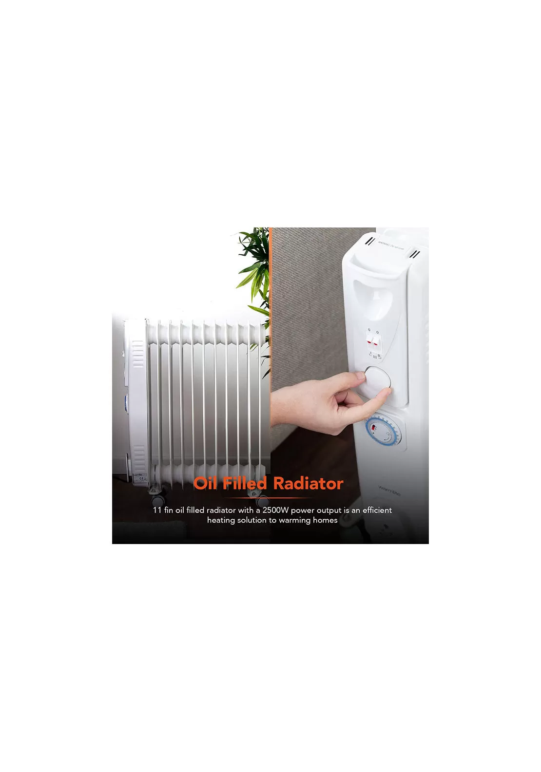 2500W Oil Filled Radiator With Timer | WL43005YTW