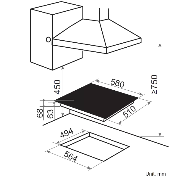 60cm 4 Zone Ceramic Cooktop with Touch Controls