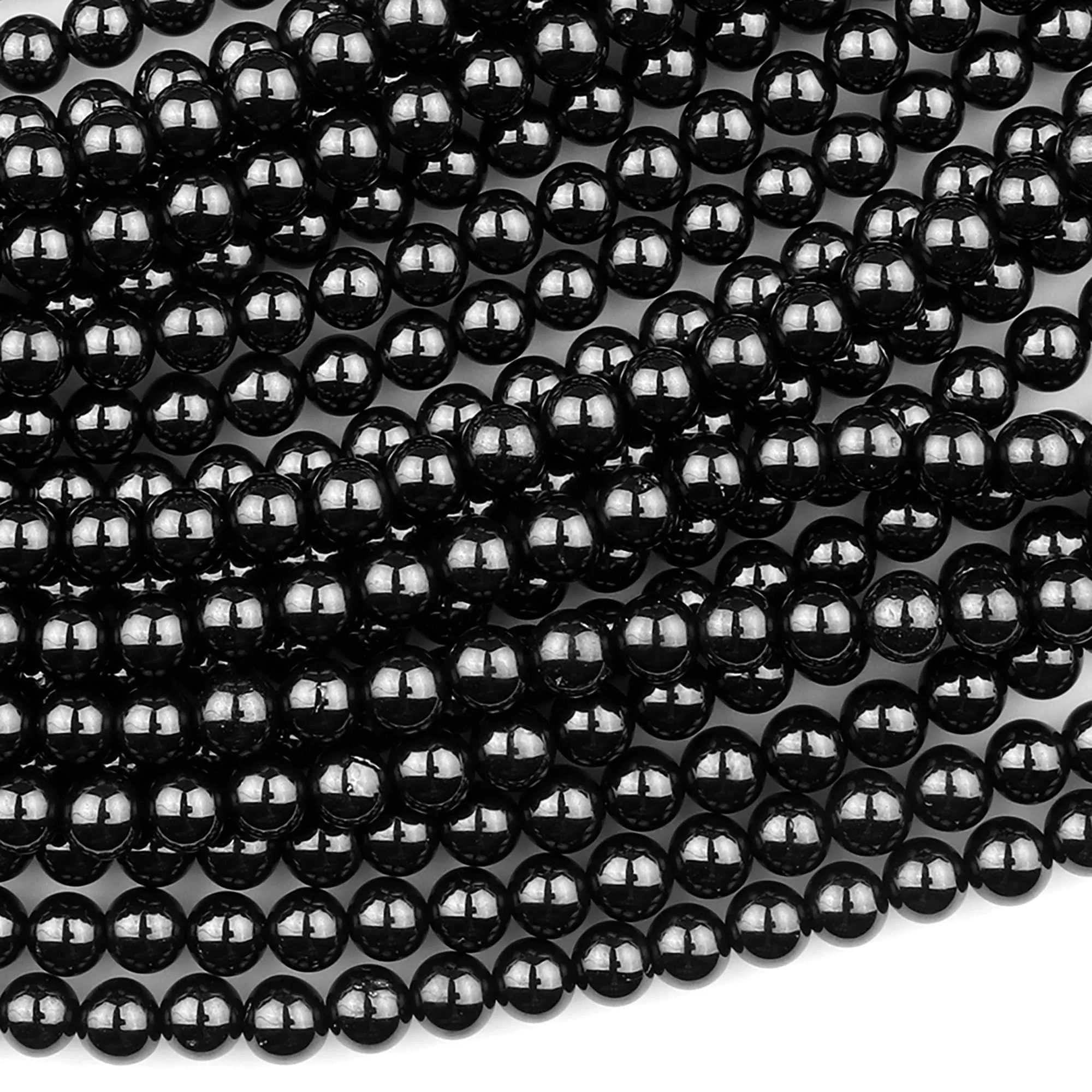 AAA Genuine Natural Black Spinel 4mm 5mm 6mm 8mm 10mm Smooth Round Beads Gemstone 15.5" Strand