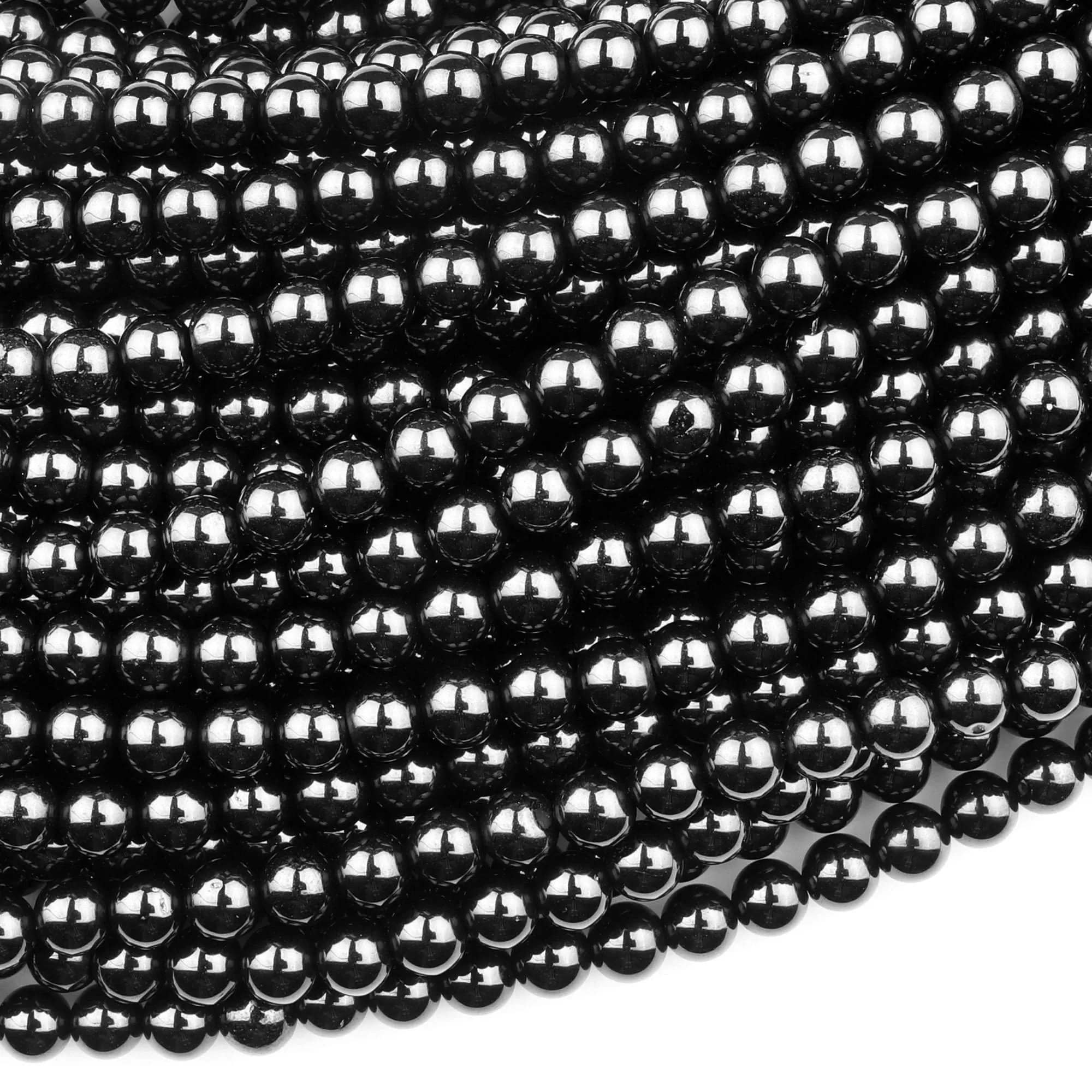 AAA Genuine Natural Black Spinel 4mm 5mm 6mm 8mm 10mm Smooth Round Beads Gemstone 15.5" Strand