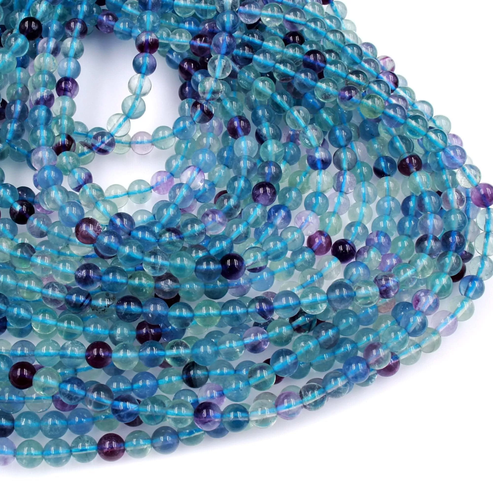 AAA Grade Natural Fluorite 6mm Round Beads Superior Quality Natural Purple Green Blue Gemstone Beads 16" Strand