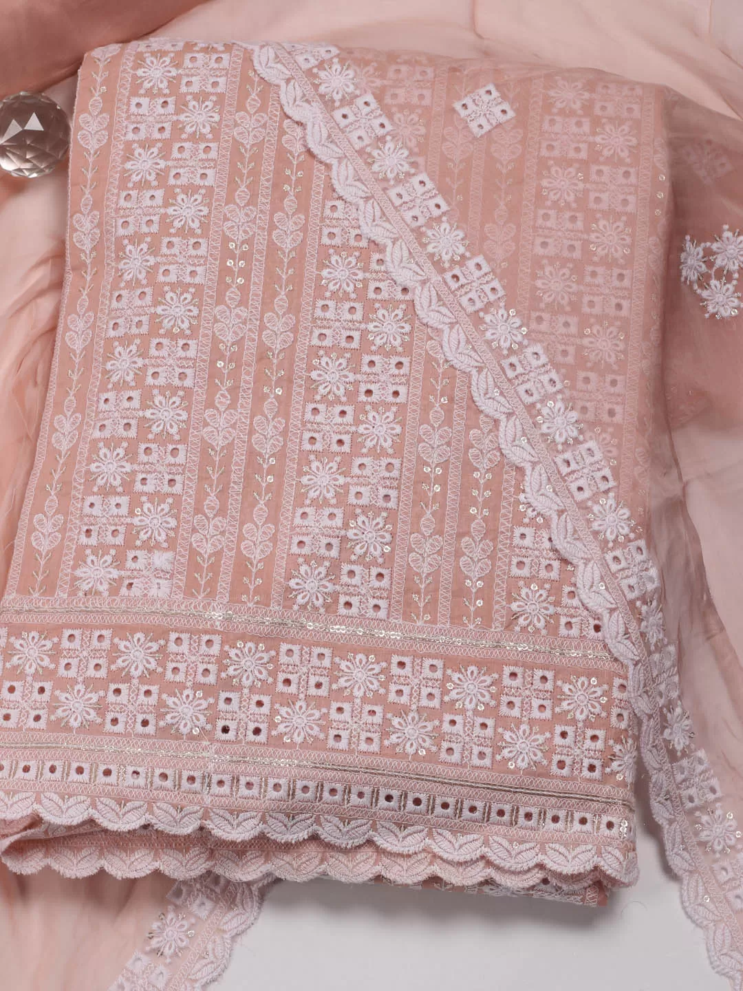 All Over Embroidery Cotton Unstitched Suit Piece With Dupatta