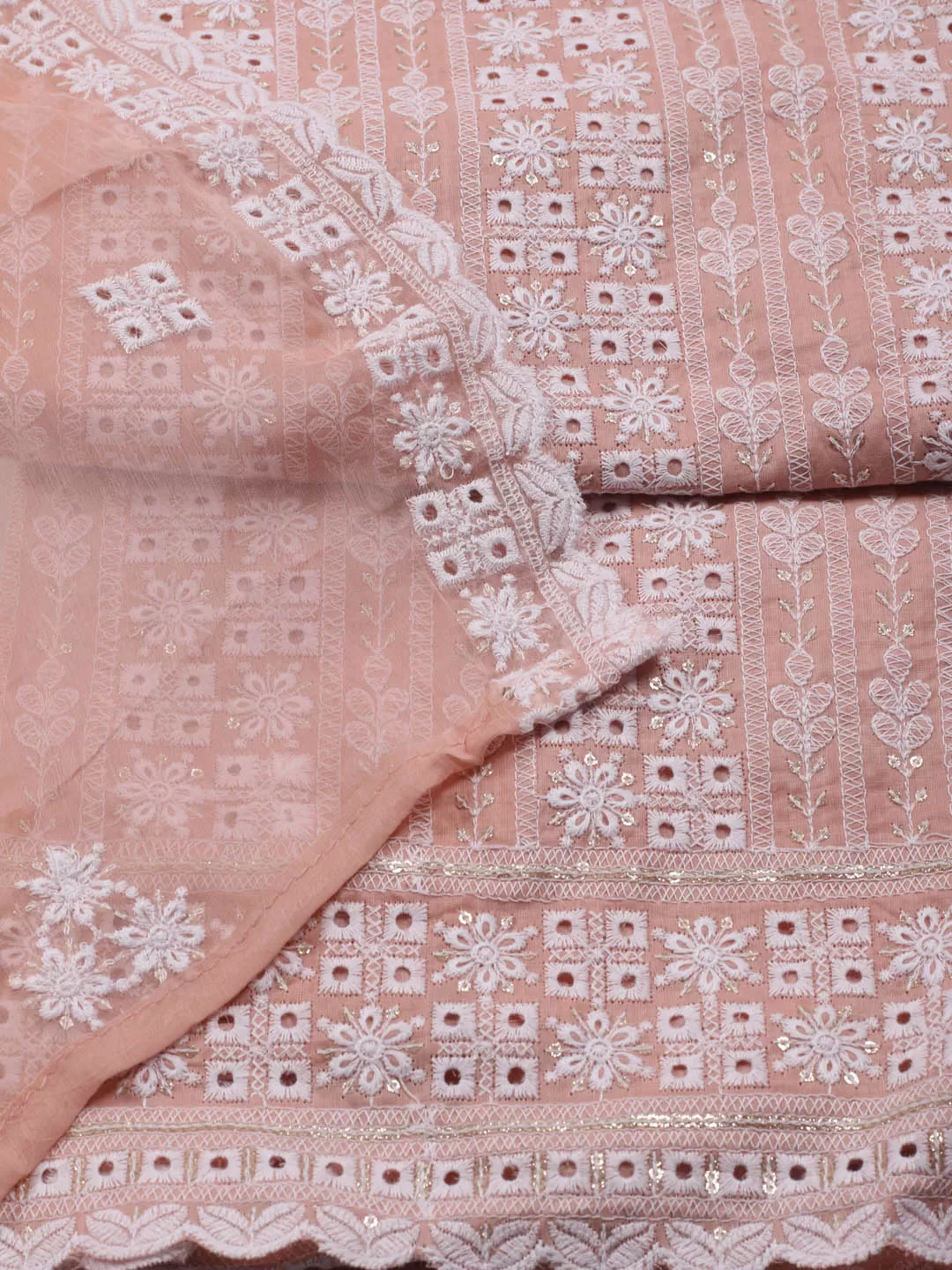 All Over Embroidery Cotton Unstitched Suit Piece With Dupatta