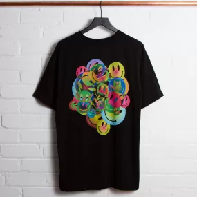 All The Smileys Back Print - Tshirt - Black