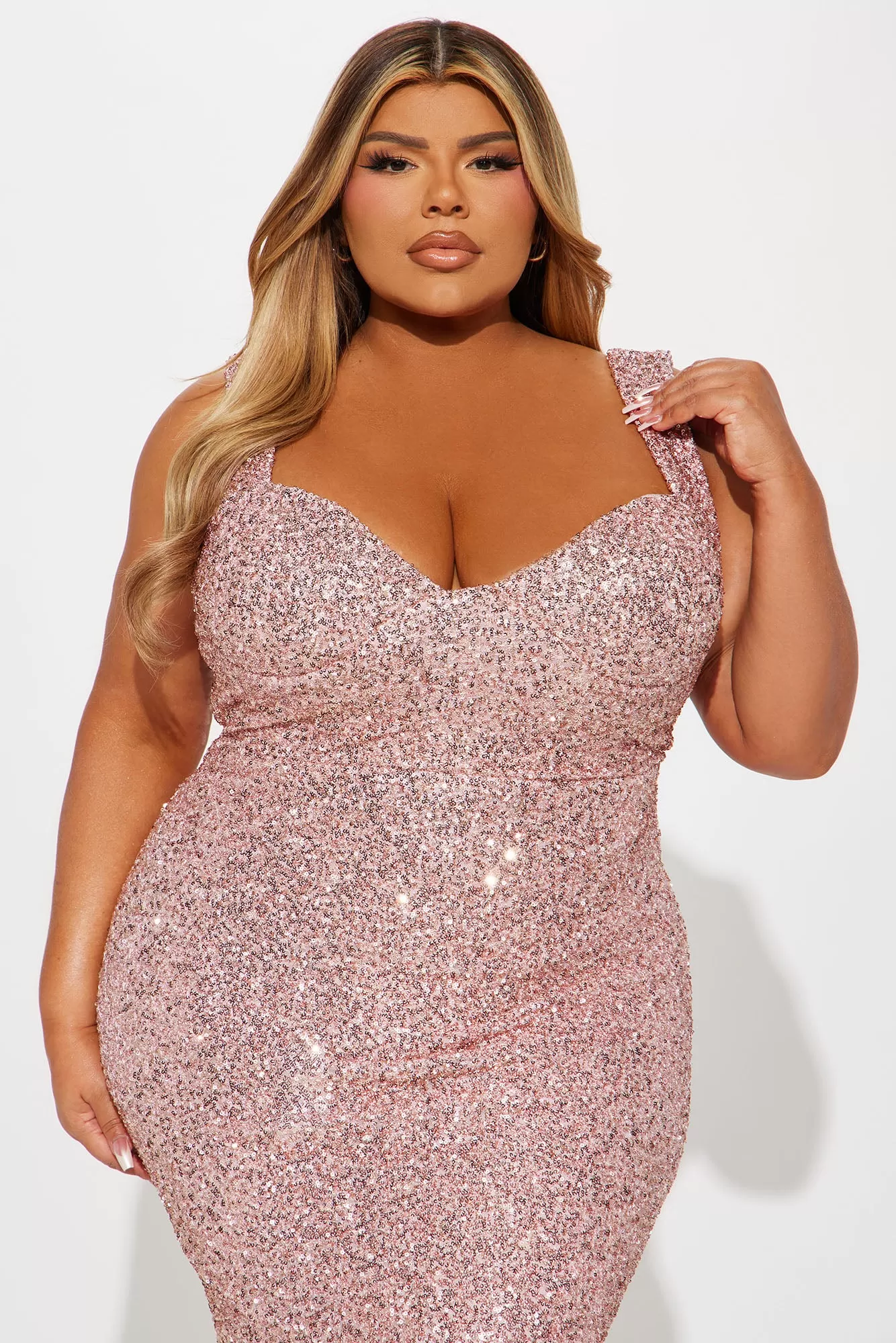 Alora Sequin Maxi Dress - Rose