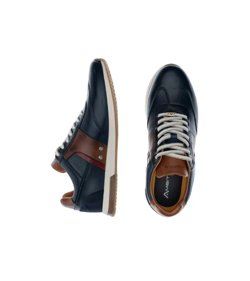 Ambitious Mens Premium Leather Navy Fashion Trainer Slow - 11319-6580AM.2