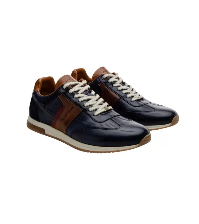 Ambitious Mens Premium Leather Navy Fashion Trainer Slow - 11319-6580AM.2