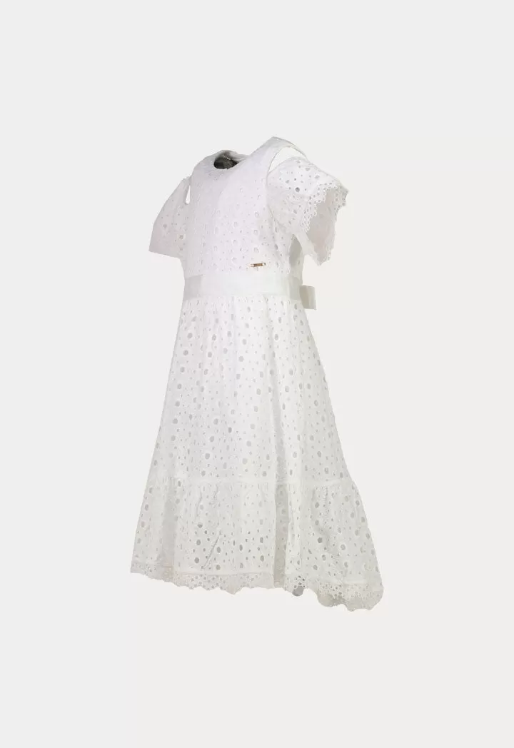 Amime Eyelet Embroidered Cold Shoulder Dress