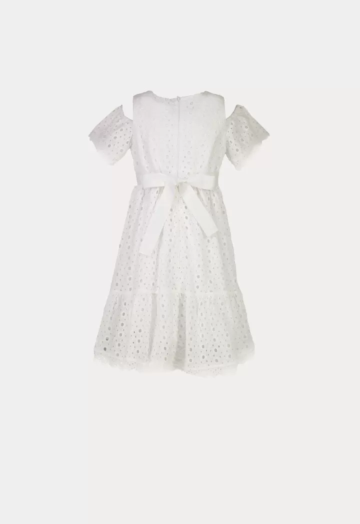 Amime Eyelet Embroidered Cold Shoulder Dress