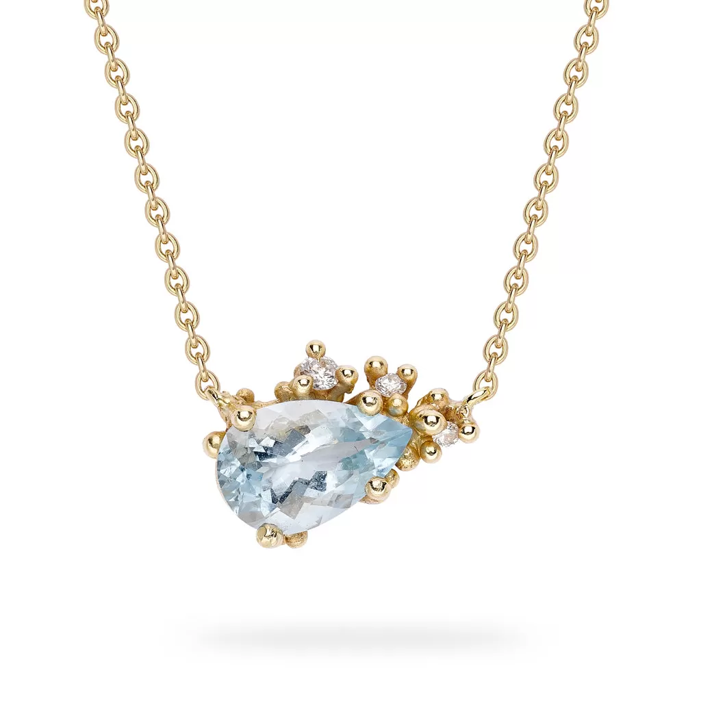 Aquamarine and Diamond Encrusted Pendant