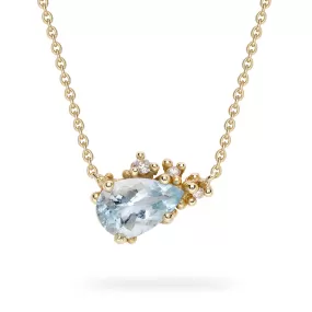 Aquamarine and Diamond Encrusted Pendant