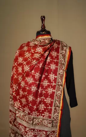 Art Silk Hand Blocked Kalamkari Dupatta 129IOS25