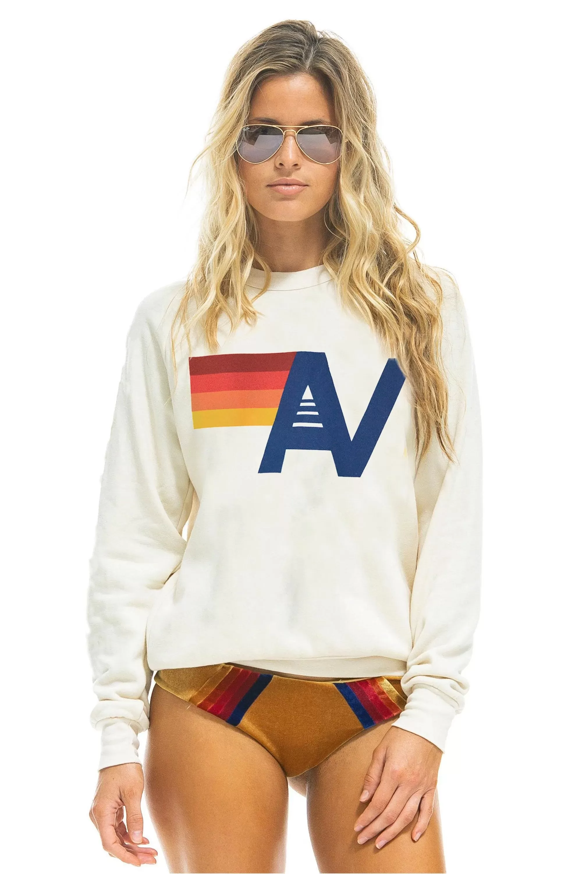 Aviator Nation Logo Crew~Vintage White