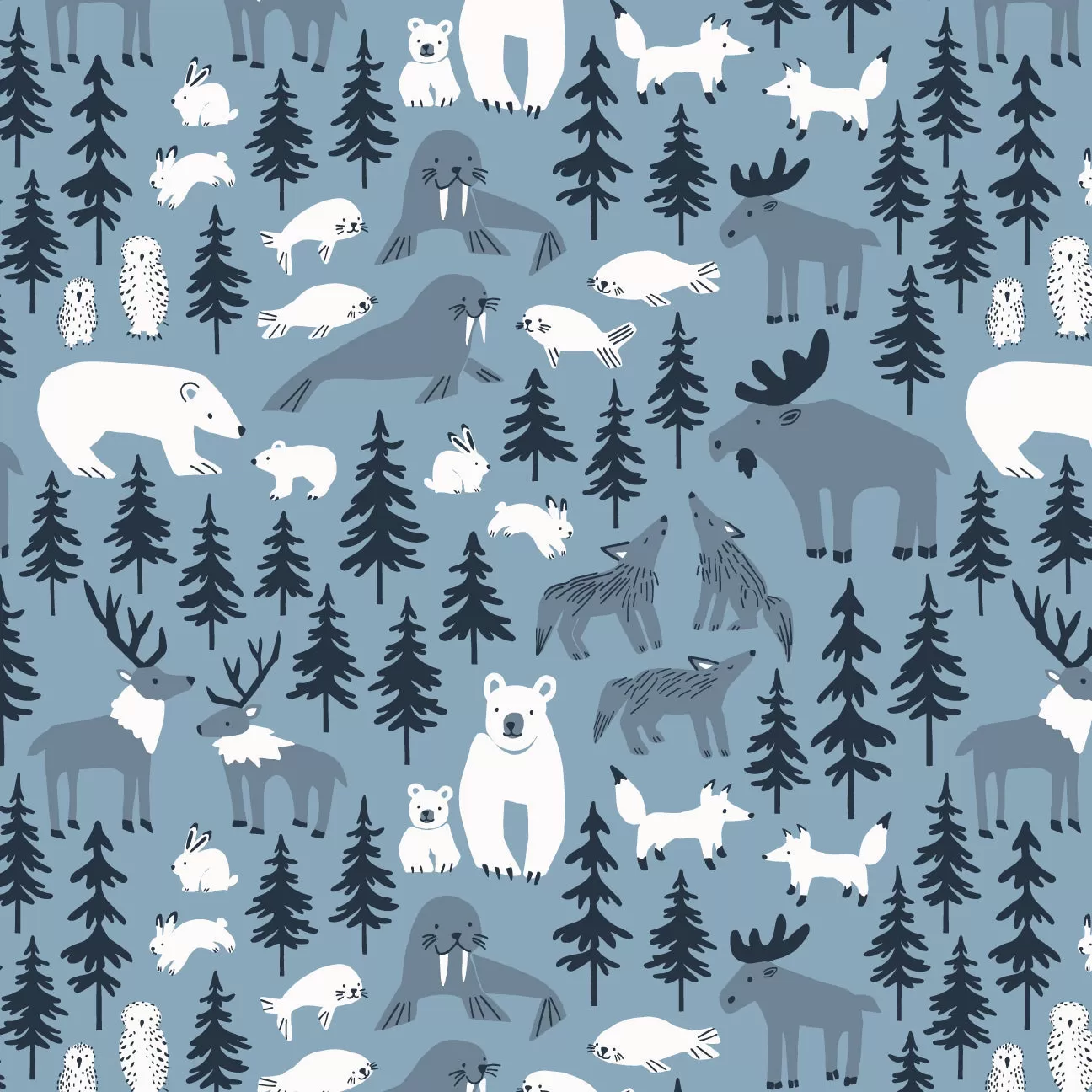 Baby Leggings - Northern Animals Mountain Blue