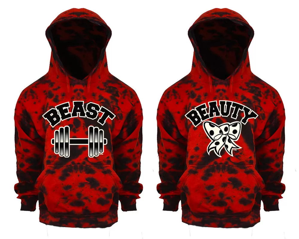 Beast Beauty Couple Tie Dye Pullover Hoodies, Matching Tie Dye Hoodies