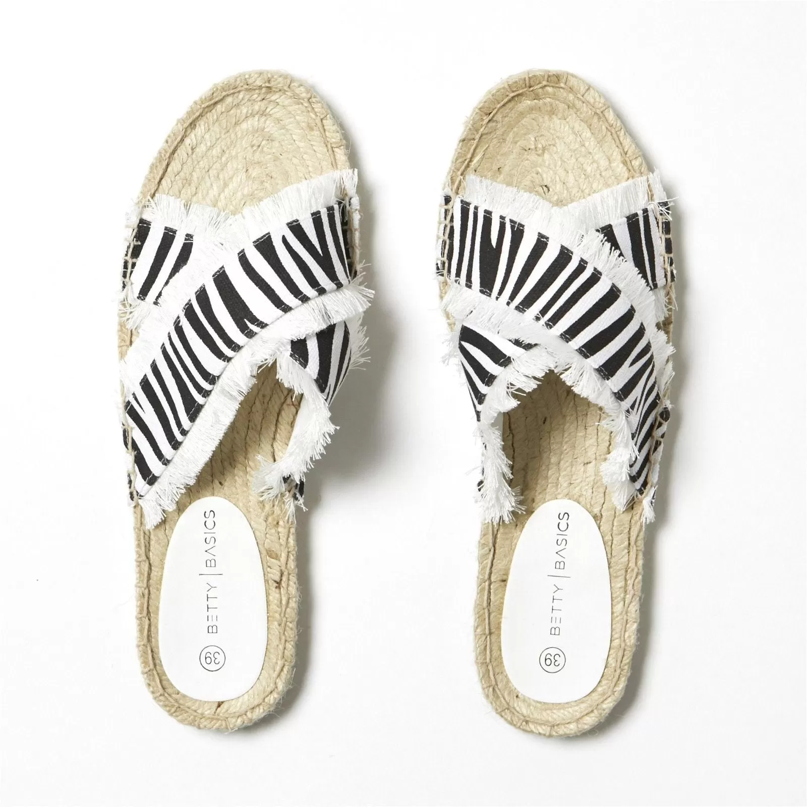 Betty Basics Seeker Espadrille Slide in Zebra Print