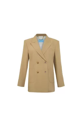 Beverly Straight Peak Lapel Twill Blazer