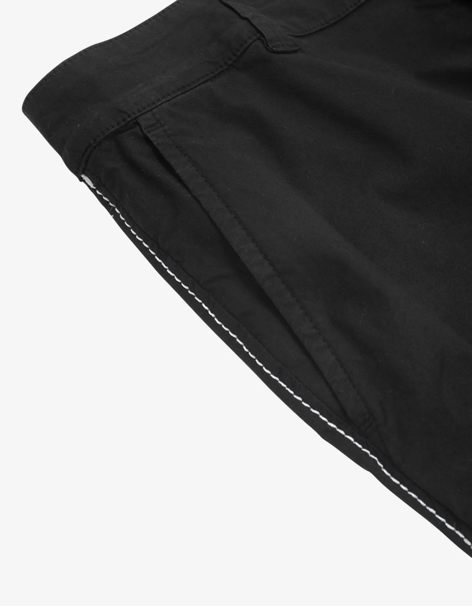 Black Contrast Stitch Chino Trousers -