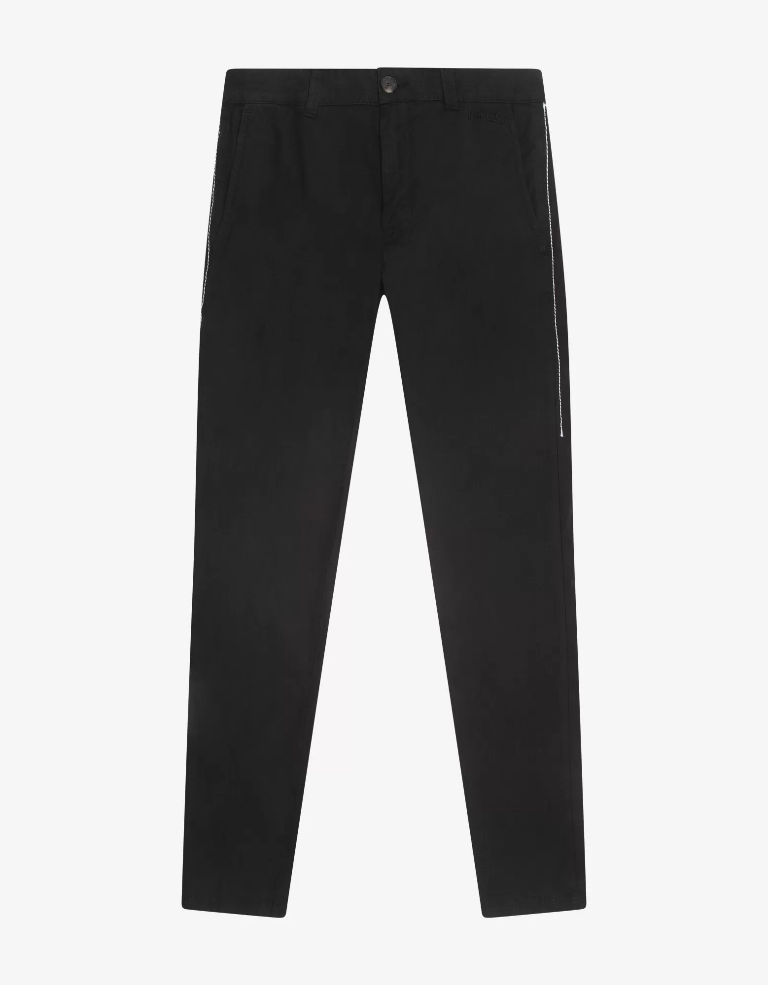 Black Contrast Stitch Chino Trousers -