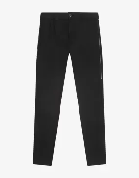 Black Contrast Stitch Chino Trousers -