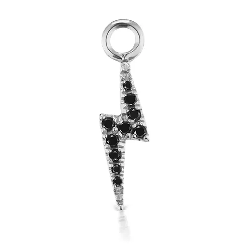 Black Diamond Lightning Bolt Charm by Maria Tash in White Gold.