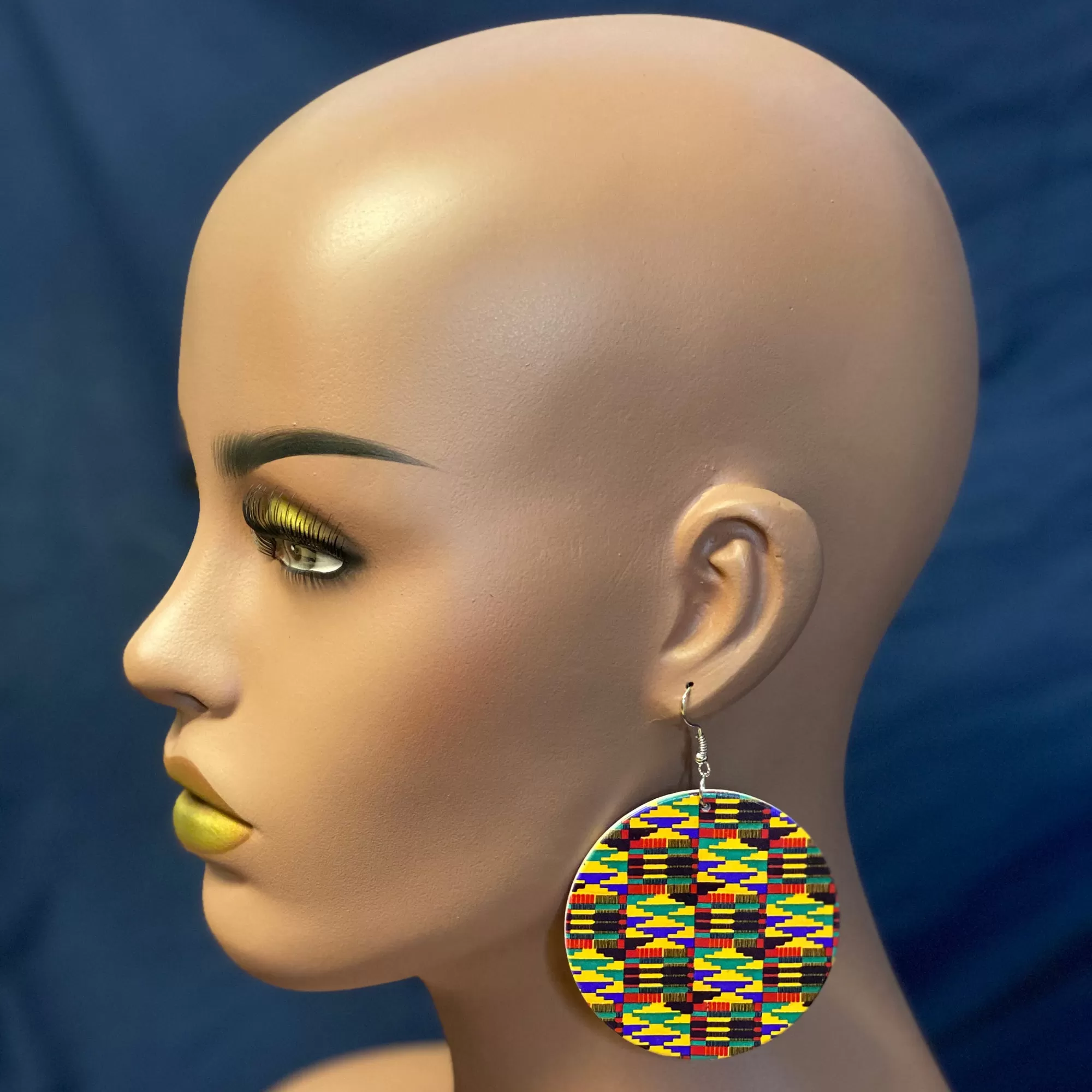 Black / Green Kente print Earrings