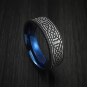 Black Zirconium Celtic Knot Men's Ring with Anodized Sleeve Custom Made Band