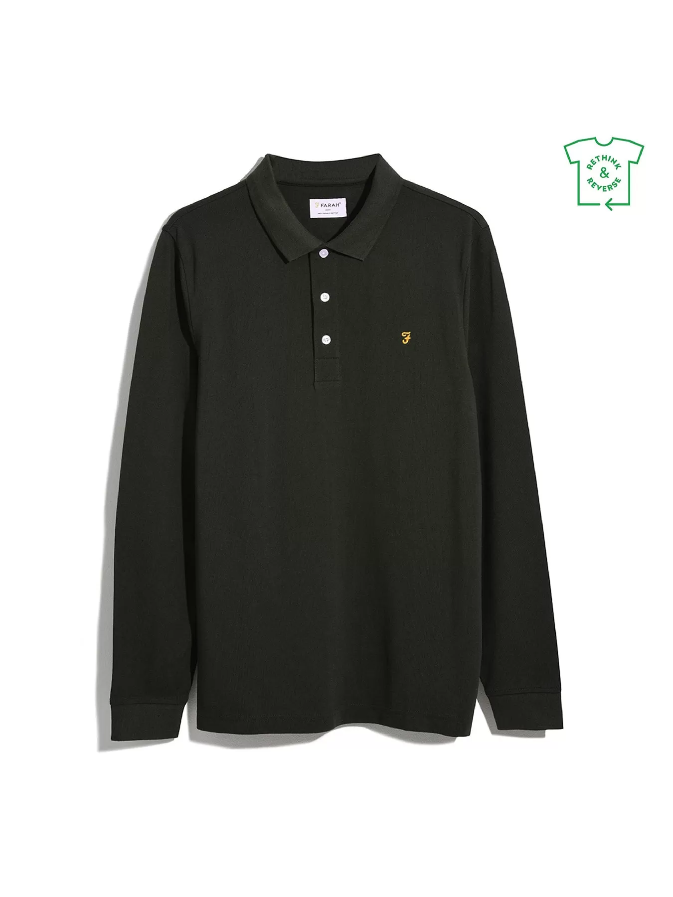 Blanes Organic Cotton Long Sleeve Polo Shirt In Evergreen