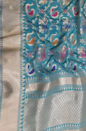 Blue Banarasi Silk Dupatta