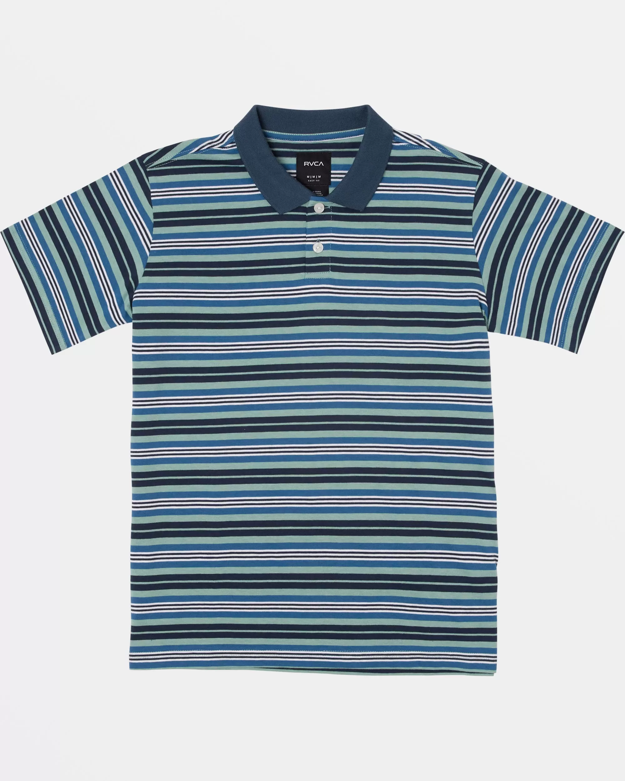 Boys Cassady Stripe Short Sleeve Polo T-Shirt - Petrol Blue