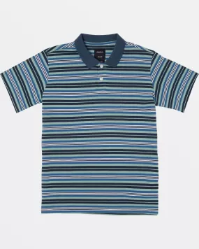 Boys Cassady Stripe Short Sleeve Polo T-Shirt - Petrol Blue