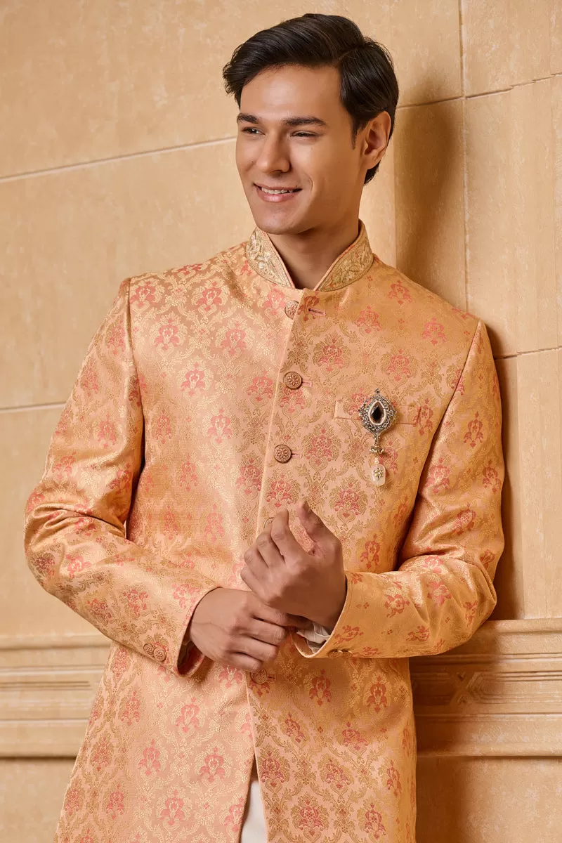 Brocade Indo With Zardozi Embroidered Collar