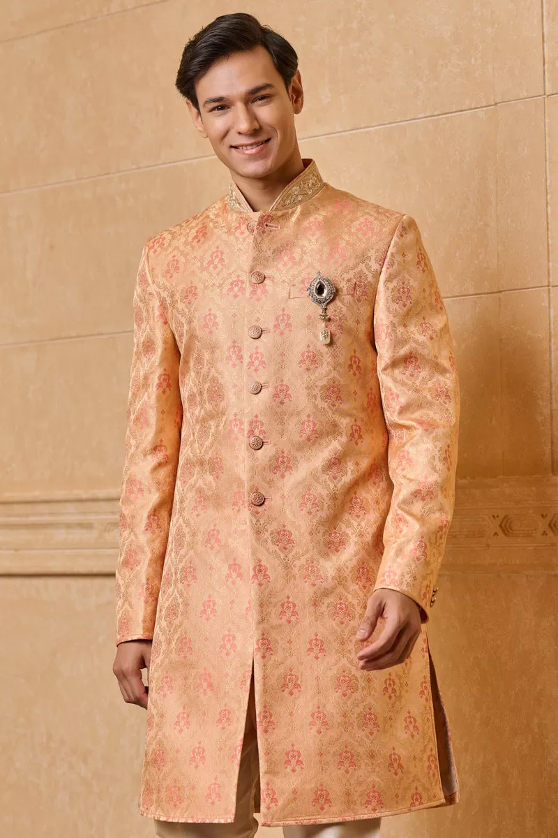 Brocade Indo With Zardozi Embroidered Collar