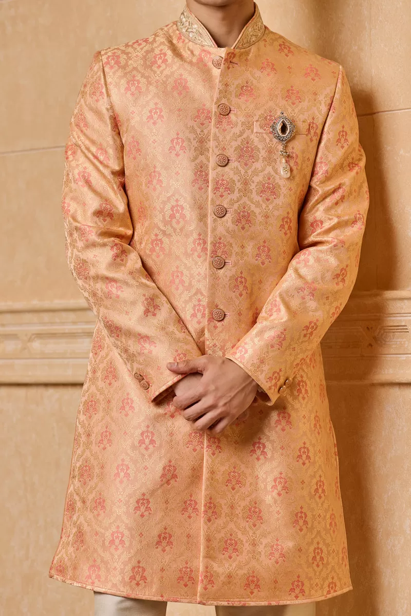 Brocade Indo With Zardozi Embroidered Collar