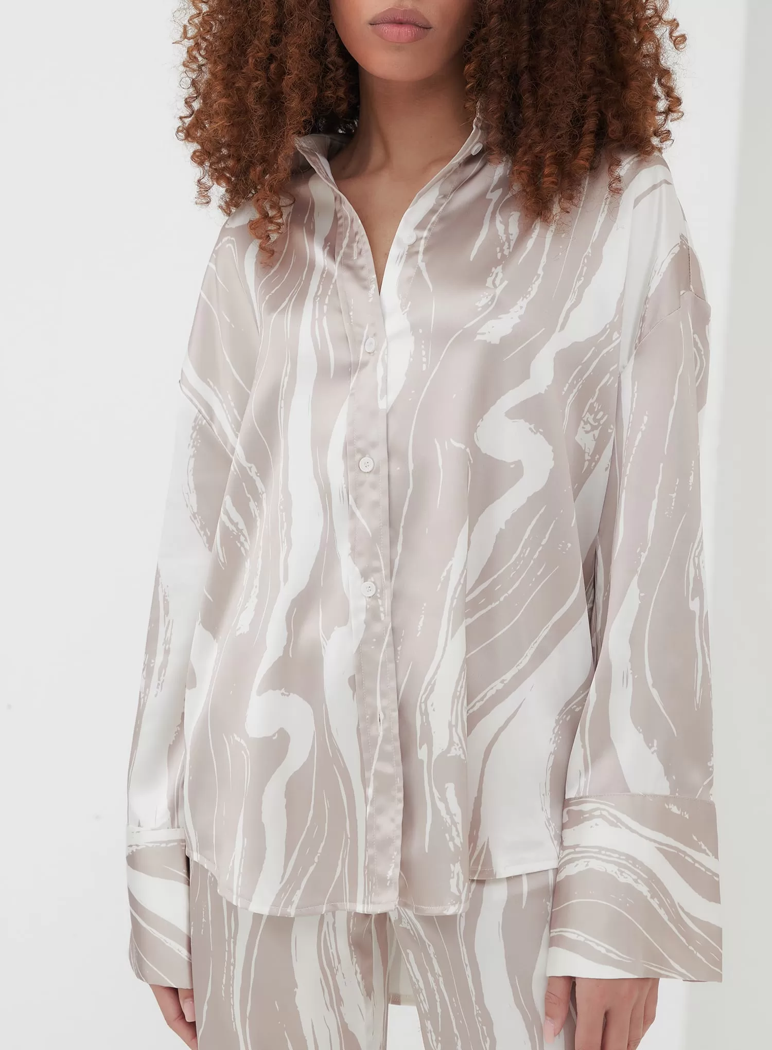 Brown Marble Satin Shirt – Amira