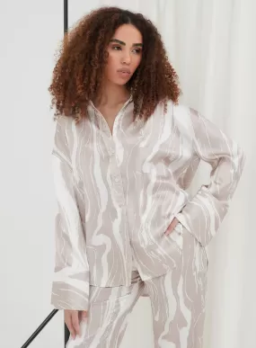 Brown Marble Satin Shirt – Amira