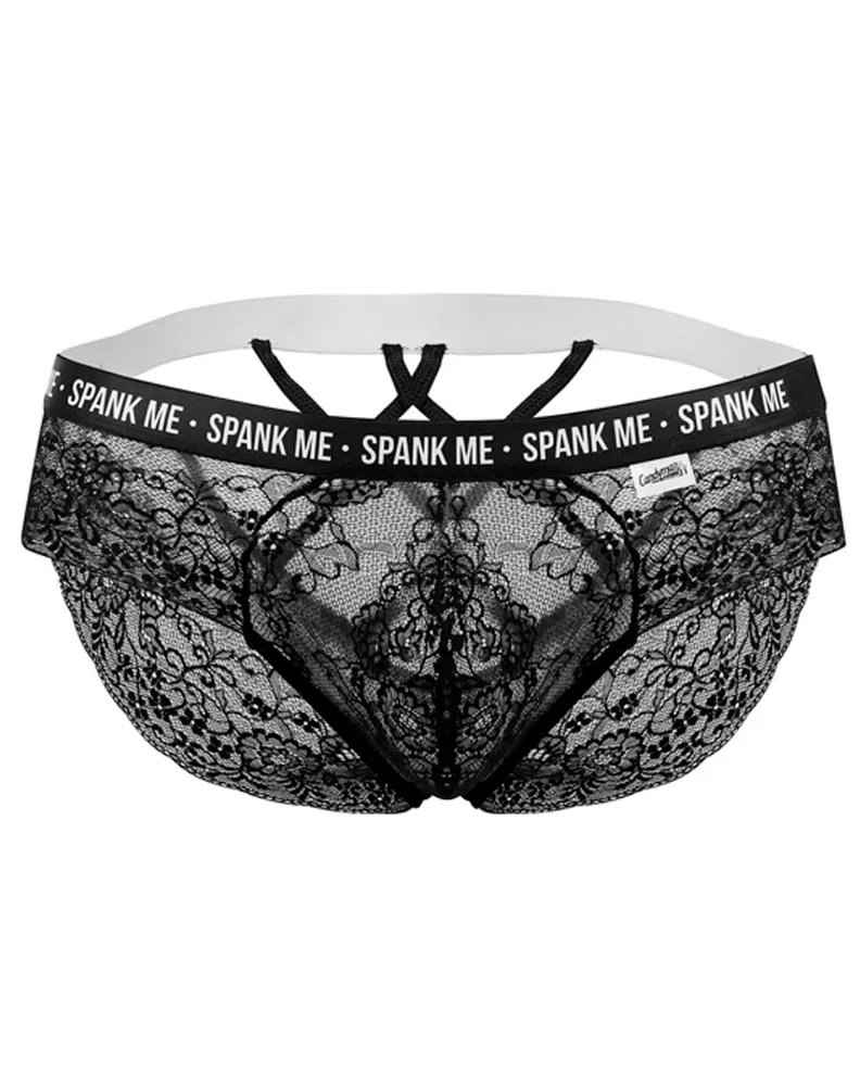 Candyman 99615x Spank Me Lace Briefs Black