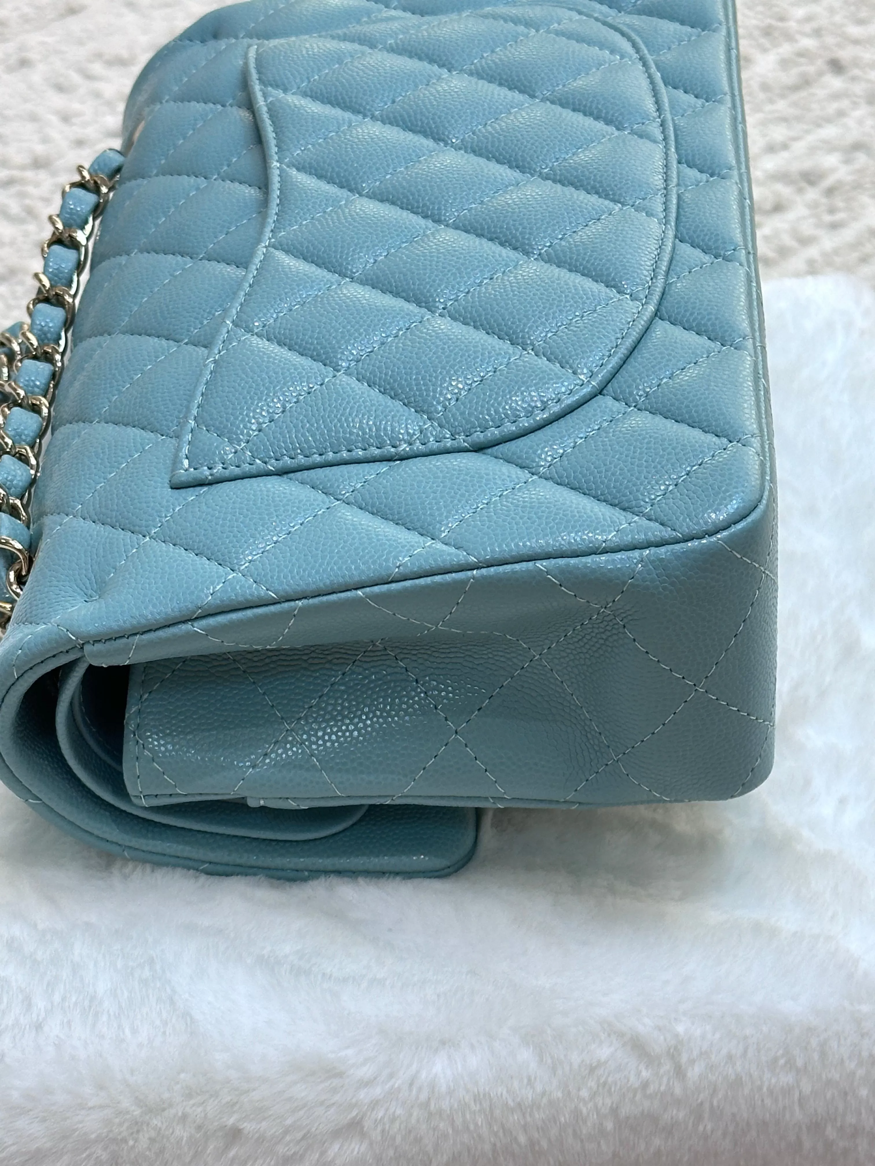 Chanel Small Classic Caviar Double Flap Tiffany Blue 20C GHW