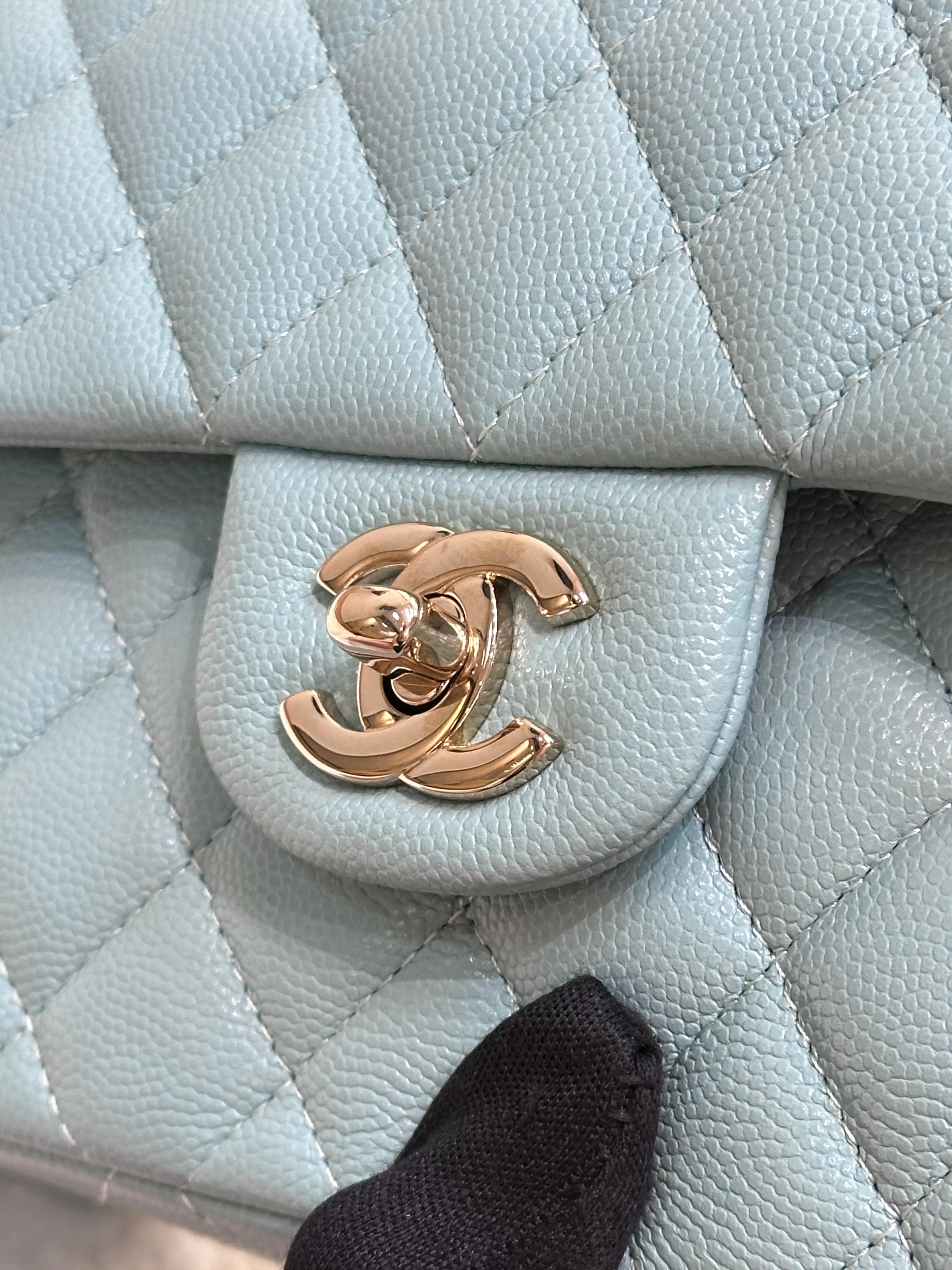 Chanel Small Classic Caviar Double Flap Tiffany Blue 20C GHW