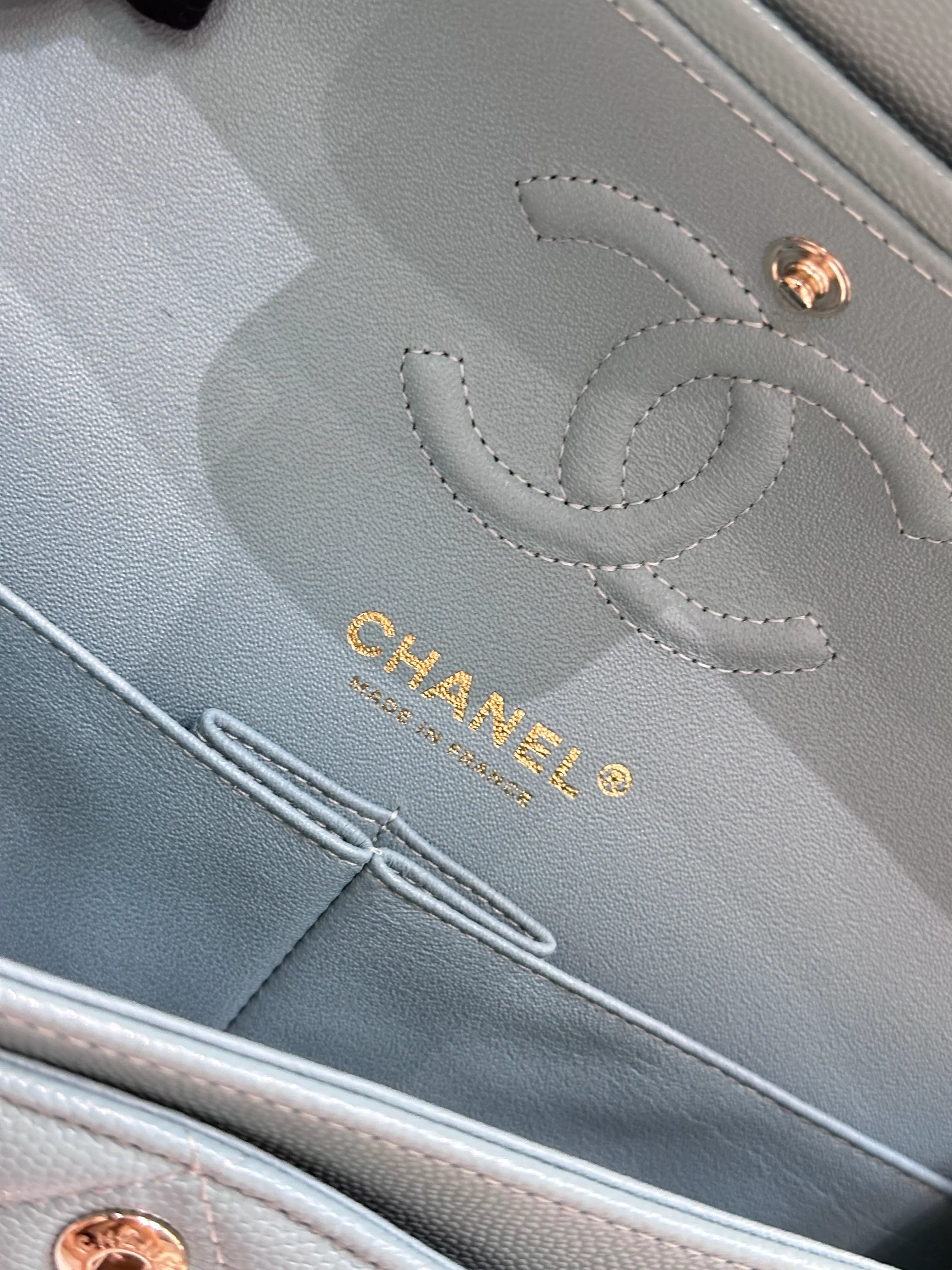 Chanel Small Classic Caviar Double Flap Tiffany Blue 20C GHW