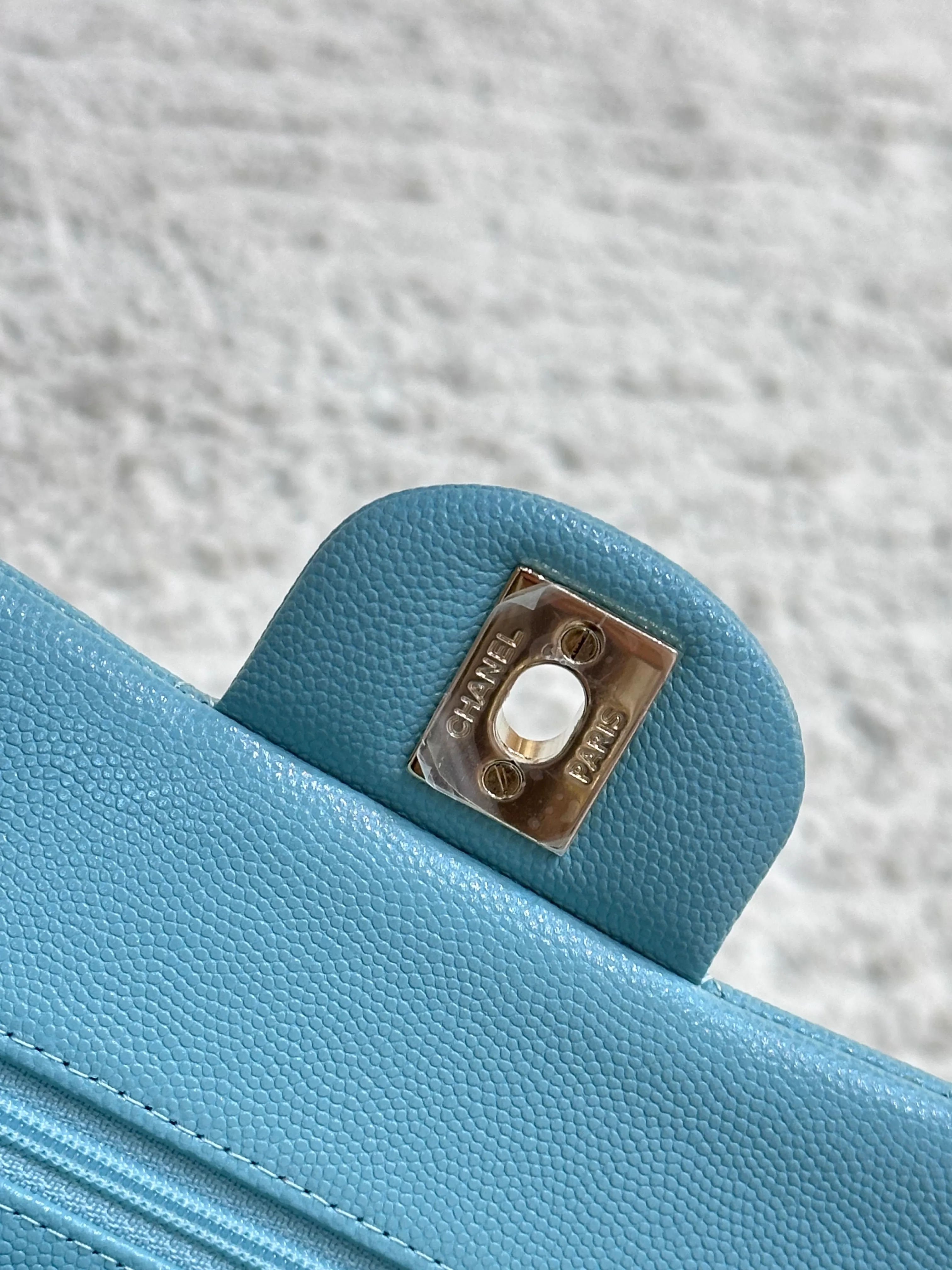 Chanel Small Classic Caviar Double Flap Tiffany Blue 20C GHW