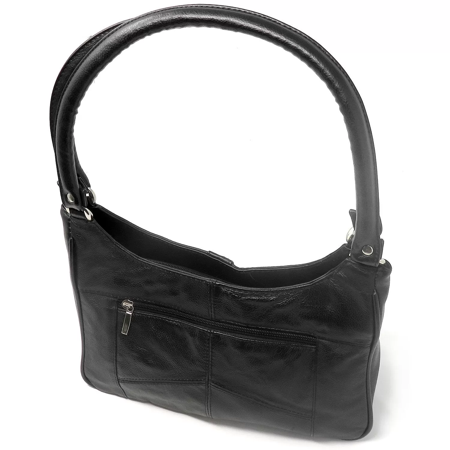 Classic Black Leather Shoulder Purse