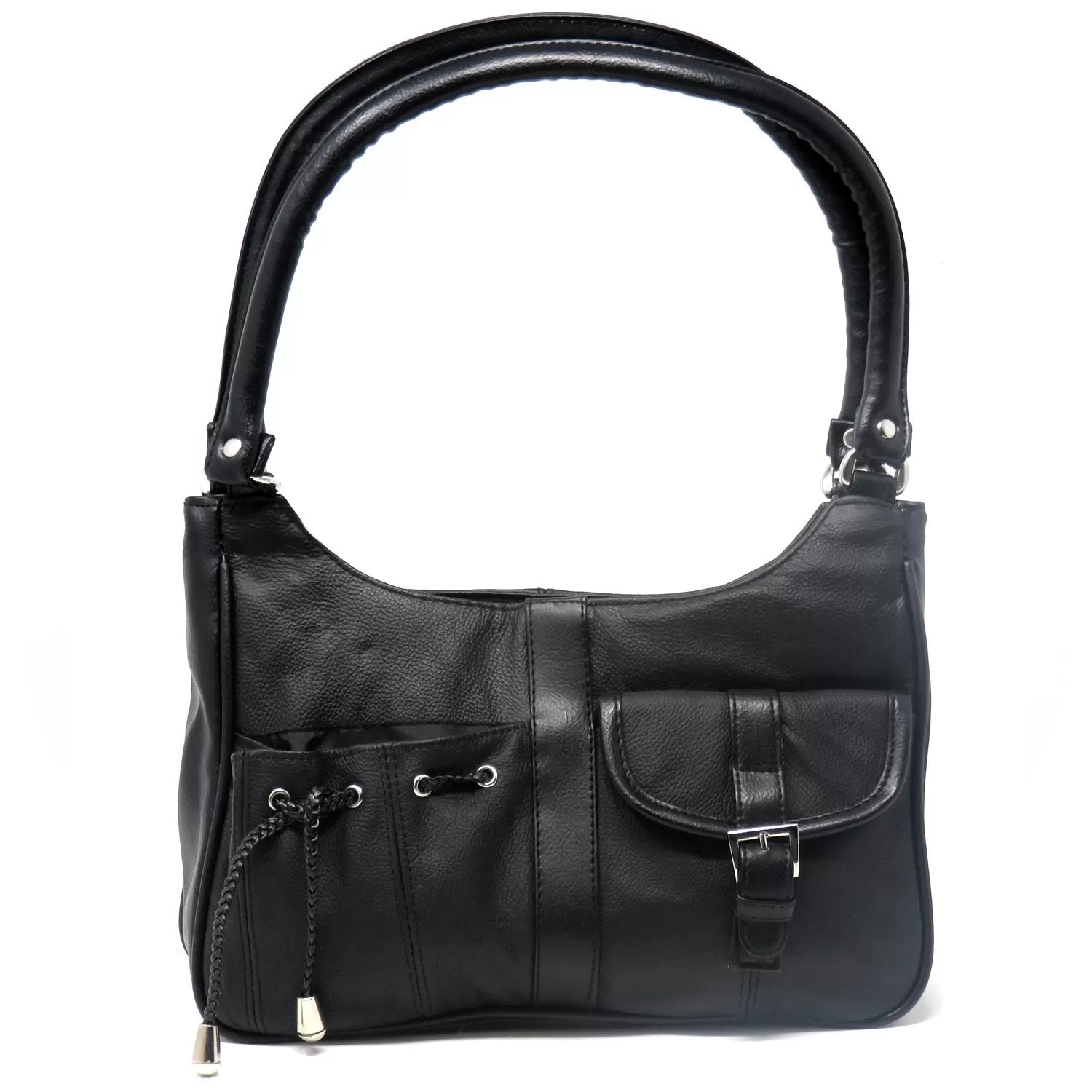 Classic Black Leather Shoulder Purse