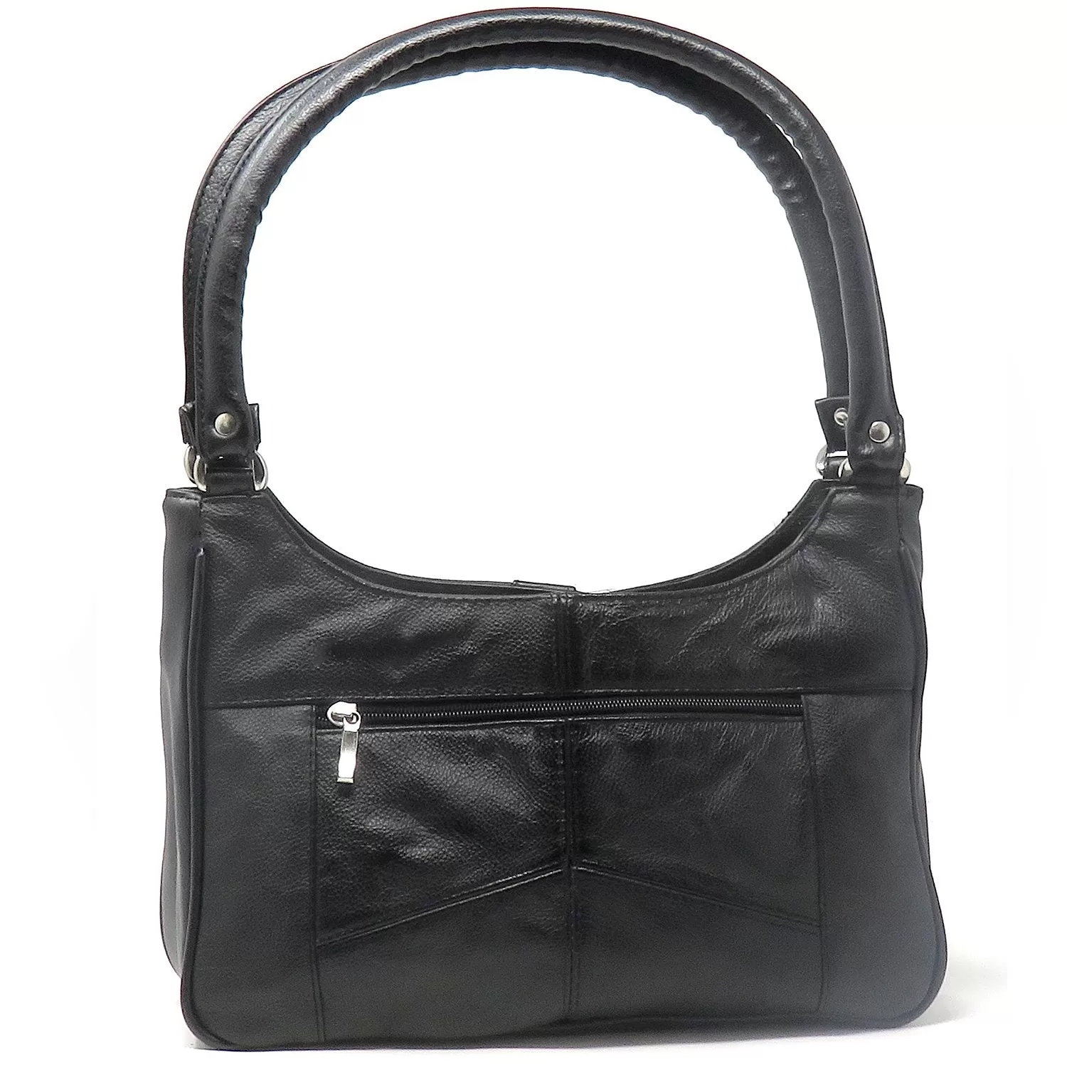 Classic Black Leather Shoulder Purse