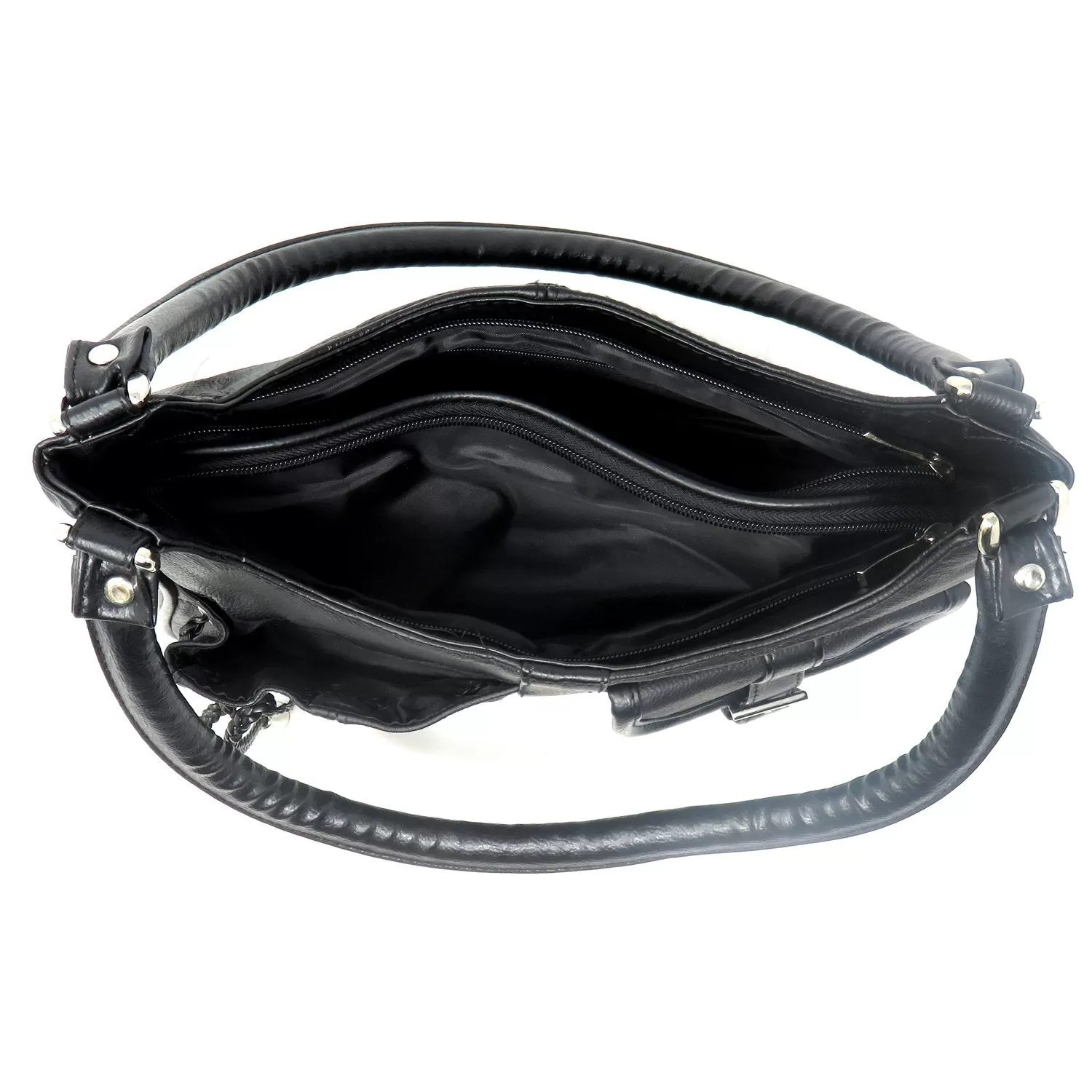 Classic Black Leather Shoulder Purse