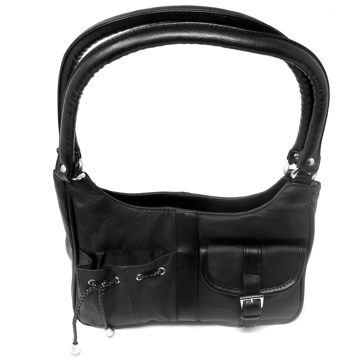 Classic Black Leather Shoulder Purse