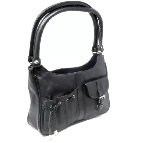 Classic Black Leather Shoulder Purse