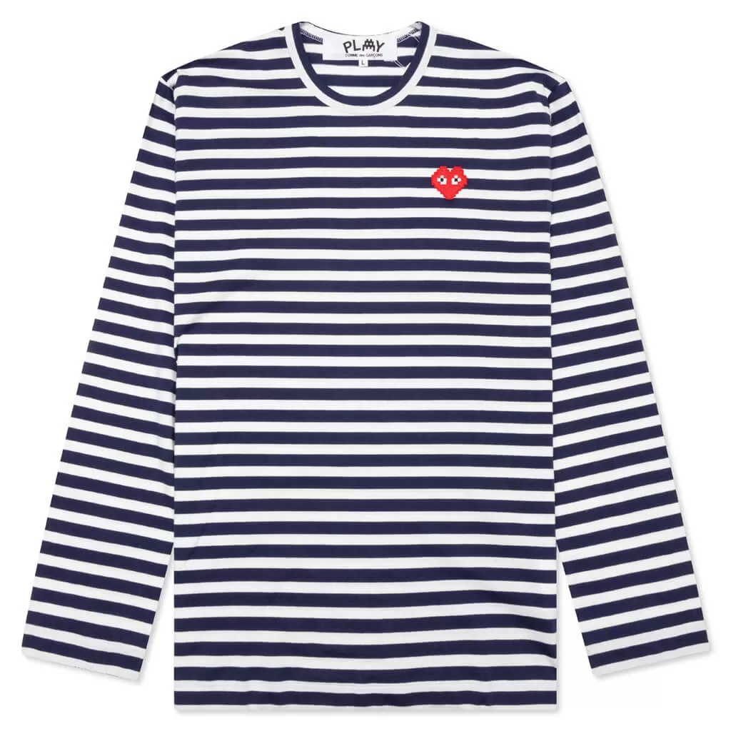 Comme des Garcons PLAY x the Artist Invader L/S T-Shirt - Navy/White