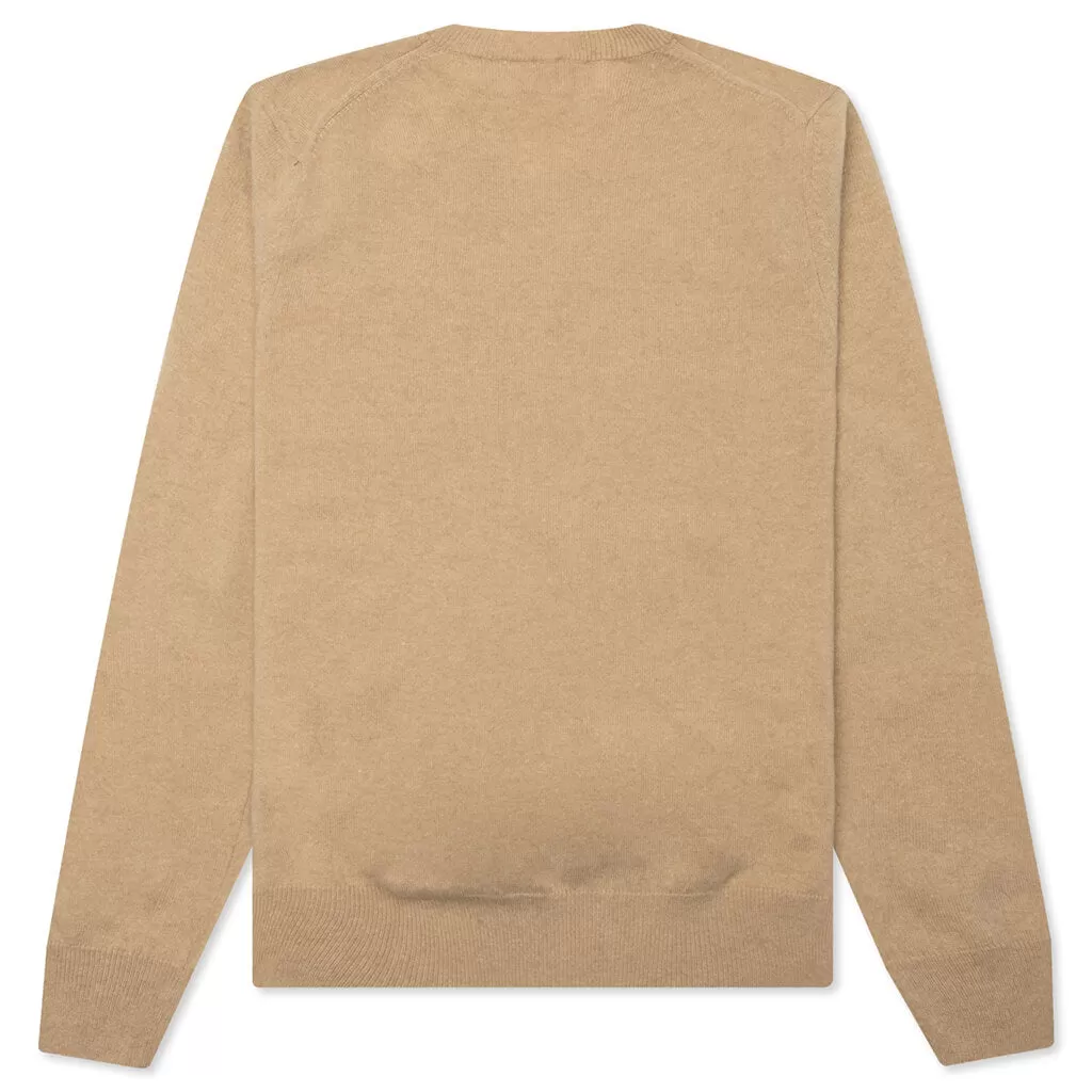 Comme des Garcons PLAY x the Artist Invader V-Neck Pullover - Camel